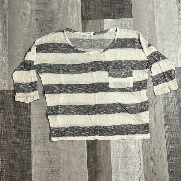 Delia’s Striped Ivory & Silver Sweater Women’s Size Small Shimmery Relaxed Fit - Picture 3 of 7